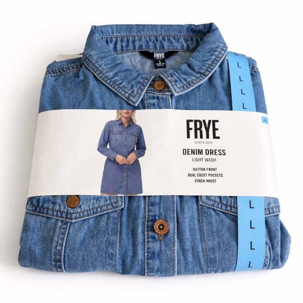 Nwt Frye Denim Button-Down Dress Light Wash - Picture 2 of 3